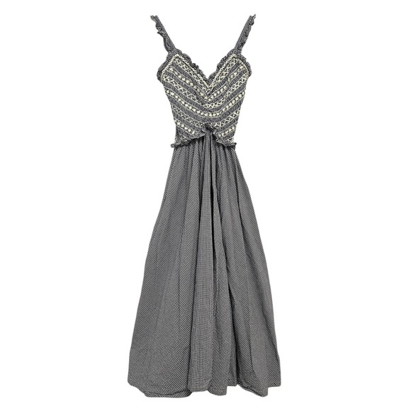 Tach Clothing Dresses & Skirts - Tach Clothing Dress Womens‎ XS Blue White Gingham Embroidered Cotton Maxi Ruffle